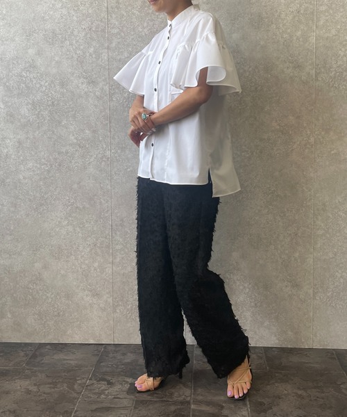 EUCLAID(エウクレイド)の「シアージャカードパンツ(その他パンツ・レディース・オフホワイト/ブラック・38)」の4枚目の写真