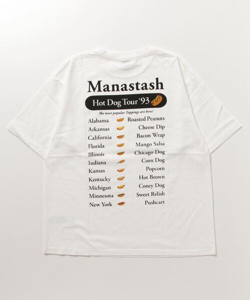 MANASTASH（マナスタッシュ）の「MANASTASH/マナスタッシュ　HOT DOG TOUR TEE　ホットドックTシャツ（Tシャツ/カットソー・レディース・バイオレット/ブラック/ホワイト・M）」の6枚目の写真