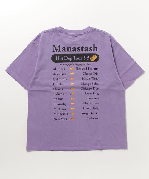 MANASTASH（マナスタッシュ）の「MANASTASH/マナスタッシュ　HOT DOG TOUR TEE　ホットドックTシャツ（Tシャツ/カットソー・レディース・バイオレット/ブラック/ホワイト・M）」の4枚目の写真