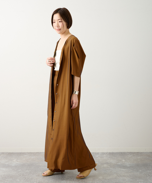 journal standard L'essage（ジャーナルスタンダードレサージュ）の「シャンブレータックスリーブワンピース（ワンピース・レディース・ブラック/キャメル・FREE）」の8枚目の写真