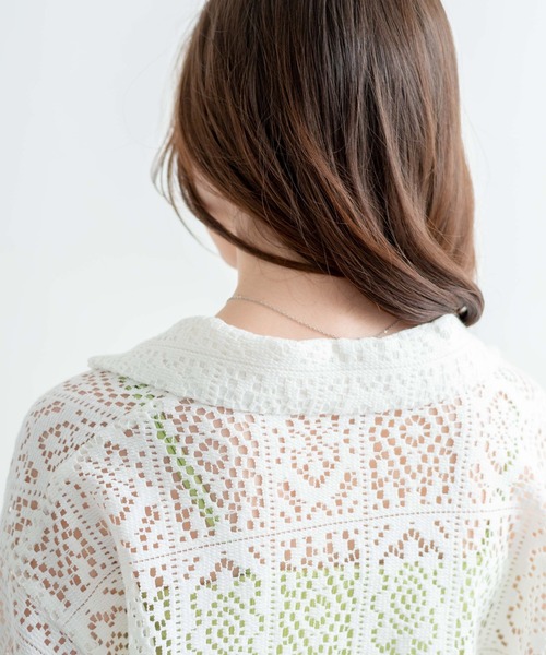 WEGO(ウィゴー)の「WEGO/【セットアップ対応】オープンカラーレースシャツ(シャツ/ブラウス・レディース・ブラック/ホワイト・FREE)」の5枚目の写真