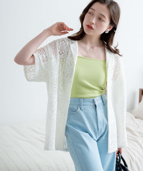 WEGO(ウィゴー)の「WEGO/【セットアップ対応】オープンカラーレースシャツ(シャツ/ブラウス・レディース・ブラック/ホワイト・FREE)」の8枚目の写真