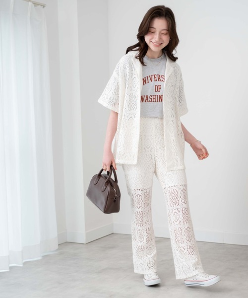 WEGO(ウィゴー)の「WEGO/【セットアップ対応】オープンカラーレースシャツ(シャツ/ブラウス・レディース・ブラック/ホワイト・FREE)」の12枚目の写真