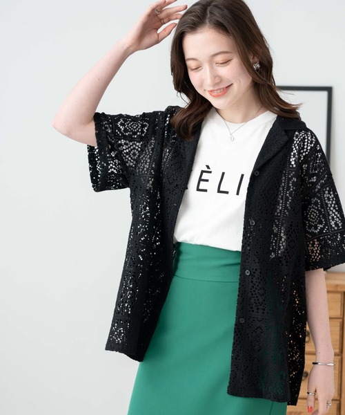 WEGO(ウィゴー)の「WEGO/【セットアップ対応】オープンカラーレースシャツ(シャツ/ブラウス・レディース・ブラック/ホワイト・FREE)」の14枚目の写真