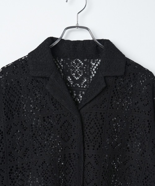 WEGO(ウィゴー)の「WEGO/【セットアップ対応】オープンカラーレースシャツ(シャツ/ブラウス・レディース・ブラック/ホワイト・FREE)」の21枚目の写真