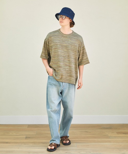 EMMA CLOTHES(エマクローズ)の「グラデーション半袖サマーニット EMMA CLOTHES(ニット/セーター・メンズ・ベージュ系/オリーブ系/グリーン系/ブルー系/レッド系・M/L)」の22枚目の写真