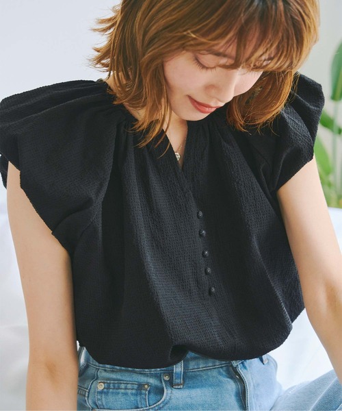 titivate（ティティベイト）の「ﾊﾟﾌｼｮﾙﾀﾞｰｷﾞｬｻﾞｰﾌﾞﾗｳｽ（シャツ/ブラウス・レディース・ピンク/ブラック/オフホワイト/ブルー・S/M）」の12枚目の写真
