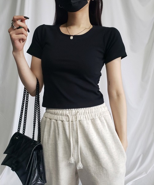 me+em select（ミームセレクト）の「【 ５color 】カットアウトバックスリットクロップドＴシャツ（Tシャツ/カットソー・レディース・グレー/ブラック/チャコール/ホワイト/ブルー・FREE）」の15枚目の写真