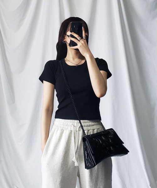 me+em select（ミームセレクト）の「【 ５color 】カットアウトバックスリットクロップドＴシャツ（Tシャツ/カットソー・レディース・グレー/ブラック/チャコール/ホワイト/ブルー・FREE）」の17枚目の写真