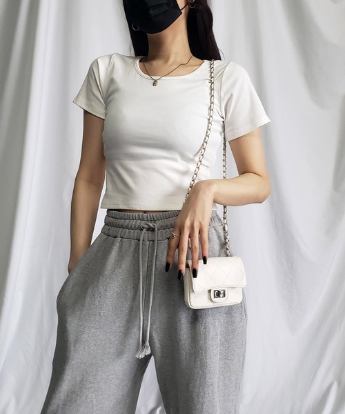 me+em select（ミームセレクト）の「【 ５color 】カットアウトバックスリットクロップドＴシャツ（Tシャツ/カットソー・レディース・グレー/ブラック/チャコール/ホワイト/ブルー・FREE）」の10枚目の写真