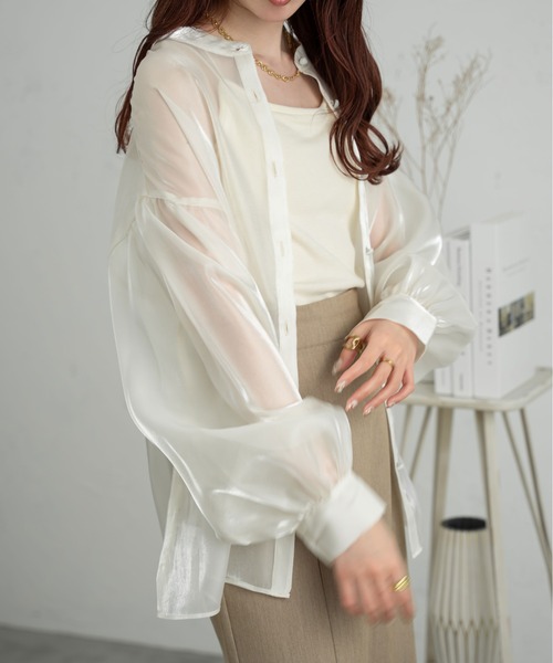 Ambre Neige(アンブルネージュ)の「2WAYラメバンドカラーシャツ/【WEB/EC限定商品】(シャツ/ブラウス・レディース・ブラック/アイボリー/ピンク・FREE)」の4枚目の写真