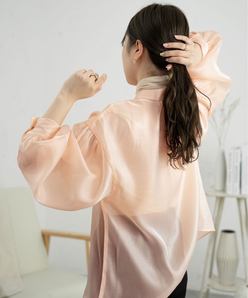 Ambre Neige(アンブルネージュ)の「2WAYラメバンドカラーシャツ/【WEB/EC限定商品】(シャツ/ブラウス・レディース・ブラック/アイボリー/ピンク・FREE)」の14枚目の写真