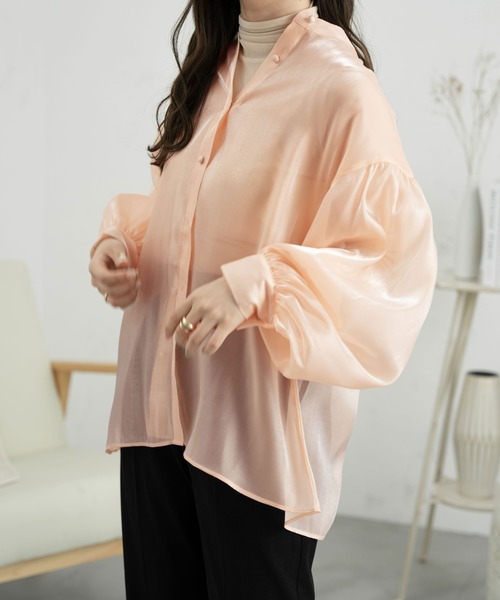 Ambre Neige(アンブルネージュ)の「2WAYラメバンドカラーシャツ/【WEB/EC限定商品】(シャツ/ブラウス・レディース・ブラック/アイボリー/ピンク・FREE)」の13枚目の写真