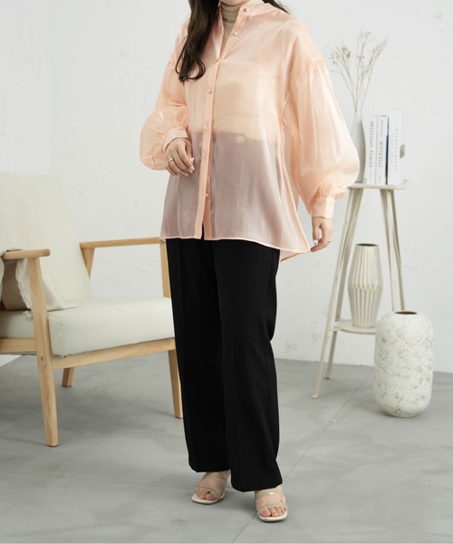 Ambre Neige(アンブルネージュ)の「2WAYラメバンドカラーシャツ/【WEB/EC限定商品】(シャツ/ブラウス・レディース・ブラック/アイボリー/ピンク・FREE)」の16枚目の写真