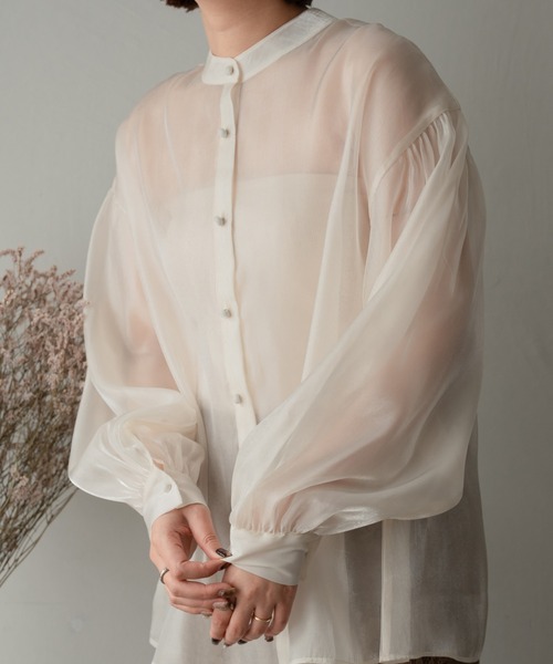 Ambre Neige(アンブルネージュ)の「2WAYラメバンドカラーシャツ/【WEB/EC限定商品】(シャツ/ブラウス・レディース・ブラック/アイボリー/ピンク・FREE)」の18枚目の写真