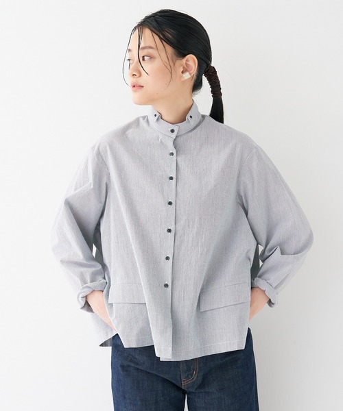 collex（コレックス）の「＜手洗い可＞ウェーブストライプブラウス（シャツ/ブラウス・レディース・ブラック系その他/ブルー系その他・フリー）」の2枚目の写真