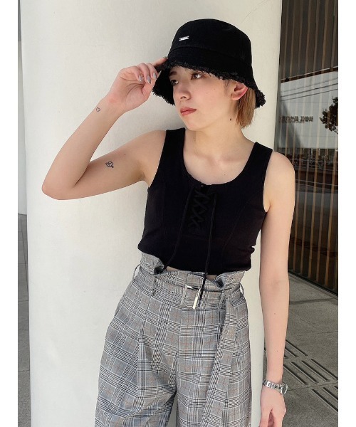 ENVYM（アンビー）の「レースアップタンク（タンクトップ・レディース・ホワイト/ブラック/オレンジ・FREE）」の8枚目の写真