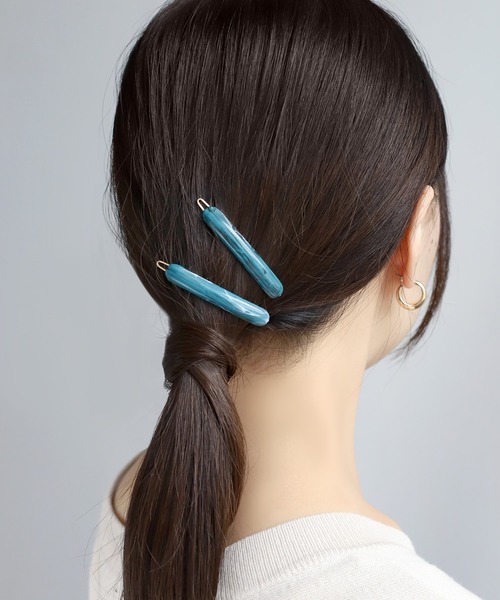 ANEMONE（アネモネ）の「ドイツ製マーブルヘアピン[2本セット]（その他ヘアアクセサリー・レディース・ベージュ/ブルー/アイボリー/ブラウン/ブラック/オレンジ・FREE）」の6枚目の写真
