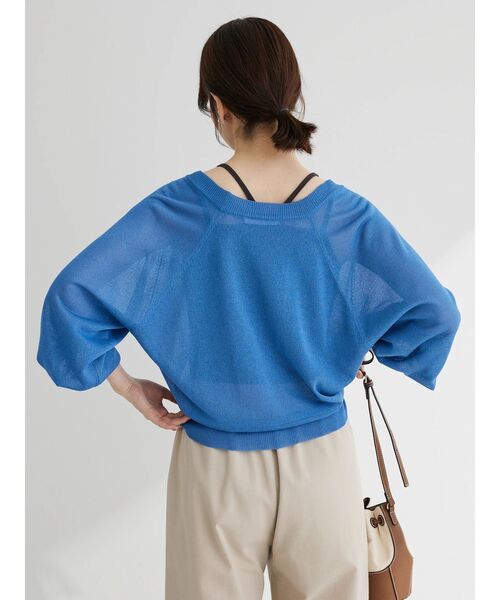 Green　Parks（グリーンパークス）の「・ELENCARE　DUE　イロイロボタンシアーカーデ（カーディガン/ボレロ・レディース・アイボリー/グレイッシュベージュ/ブルー/ブラック・FREE）」の17枚目の写真