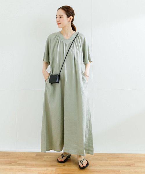URBAN RESEARCH(アーバンリサーチ)の「リネンギャザーリラックスワンピース(ワンピース・レディース・チャコールグレー/オリーブ/ラベンダー・38/36)」の14枚目の写真