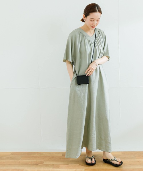 URBAN RESEARCH(アーバンリサーチ)の「リネンギャザーリラックスワンピース(ワンピース・レディース・チャコールグレー/オリーブ/ラベンダー・38/36)」の15枚目の写真