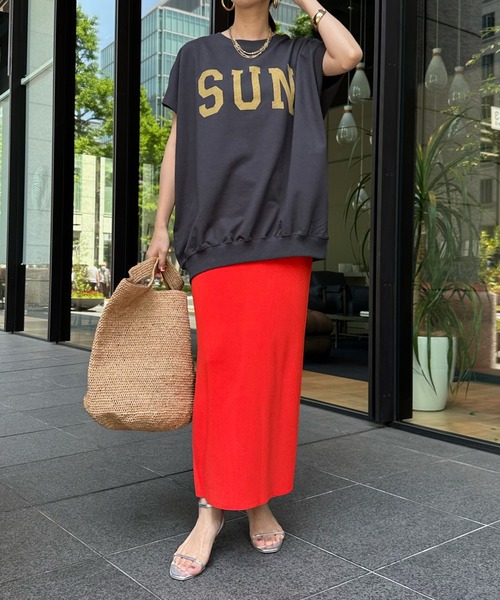 DouDou(ドゥドゥ)の「【WEB限定】SUNミニ裏毛TEE(Tシャツ/カットソー・レディース・ベージュ/ホワイト/チャコールグレー・FREE)」の18枚目の写真