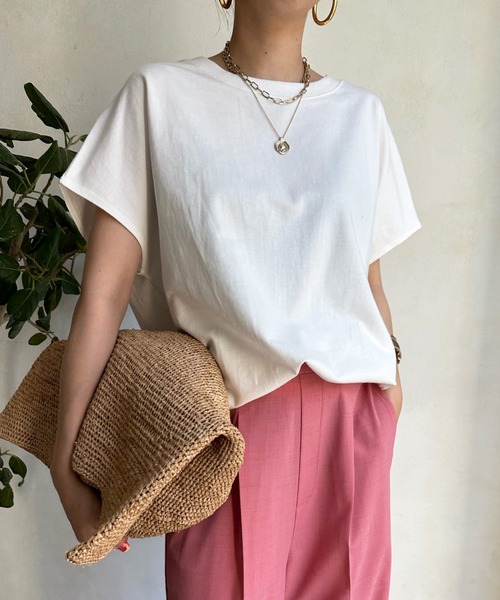 DouDou(ドゥドゥ)の「【WEB限定】SUNミニ裏毛TEE(Tシャツ/カットソー・レディース・ベージュ/ホワイト/チャコールグレー・FREE)」の20枚目の写真