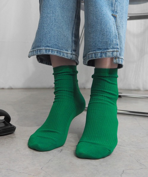 minia（ミニア）の「ネオンカラーリブソックス（ソックス/靴下・レディース・ブルー/パープル/ピンク/オレンジ系/ライム/グリーン・FREE）」の3枚目の写真