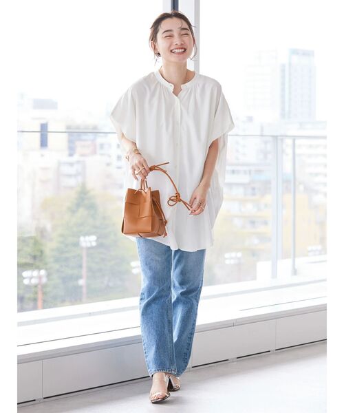 AMERICAN HOLIC（アメリカンホリック）の「サラックールフレンチスリーブシャツ（シャツ/ブラウス・レディース・ネイビー/グリーン/アイボリー/ライトイエロー/ストライプ/ホワイト系その他6・M/L）」の10枚目の写真