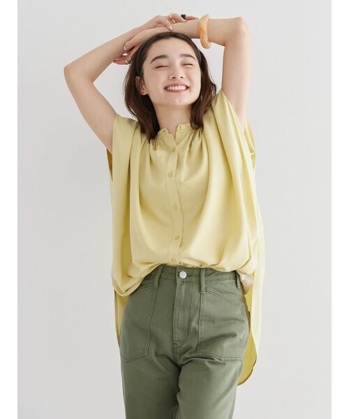 AMERICAN HOLIC（アメリカンホリック）の「サラックールフレンチスリーブシャツ（シャツ/ブラウス・レディース・ネイビー/グリーン/アイボリー/ライトイエロー/ストライプ/ホワイト系その他6・M/L）」の11枚目の写真