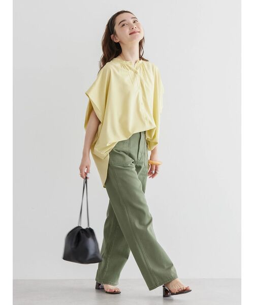 AMERICAN HOLIC（アメリカンホリック）の「サラックールフレンチスリーブシャツ（シャツ/ブラウス・レディース・ネイビー/グリーン/アイボリー/ライトイエロー/ストライプ/ホワイト系その他6・M/L）」の14枚目の写真