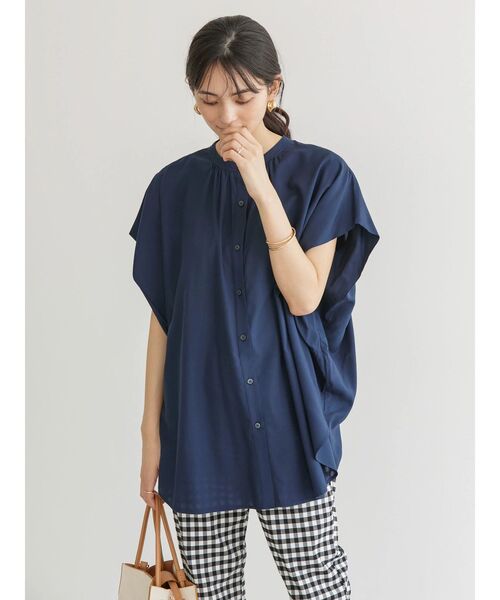 AMERICAN HOLIC（アメリカンホリック）の「サラックールフレンチスリーブシャツ（シャツ/ブラウス・レディース・ネイビー/グリーン/アイボリー/ライトイエロー/ストライプ/ホワイト系その他6・M/L）」の16枚目の写真