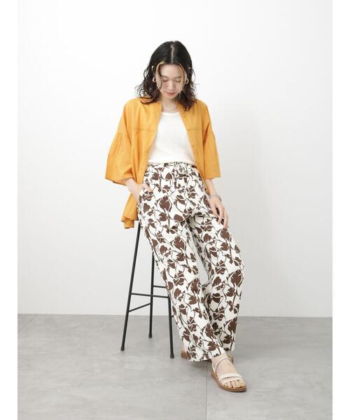 Samansa Mos2 blue（サマンサモスモスブルー）の「袖フレアブラウス（シャツ/ブラウス・レディース・オレンジ/オフホワイト/チャコールグレー・F）」の6枚目の写真