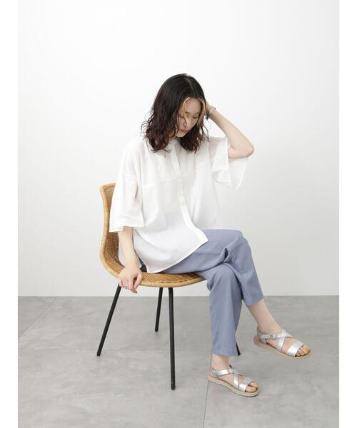 Samansa Mos2 blue（サマンサモスモスブルー）の「袖フレアブラウス（シャツ/ブラウス・レディース・オレンジ/オフホワイト/チャコールグレー・F）」の8枚目の写真