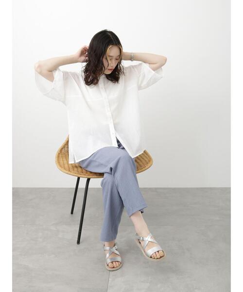 Samansa Mos2 blue（サマンサモスモスブルー）の「袖フレアブラウス（シャツ/ブラウス・レディース・オレンジ/オフホワイト/チャコールグレー・F）」の12枚目の写真