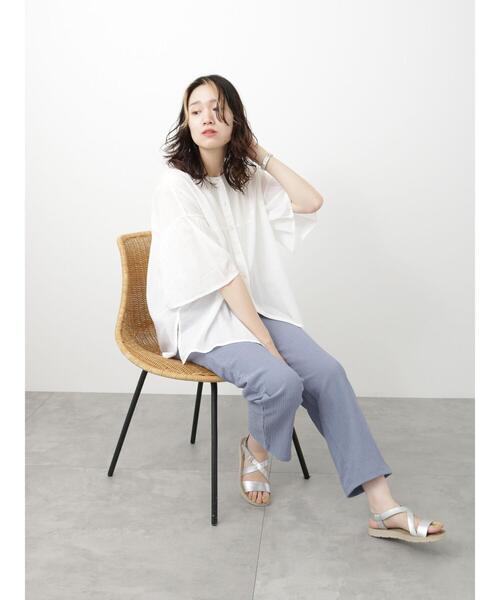 Samansa Mos2 blue（サマンサモスモスブルー）の「袖フレアブラウス（シャツ/ブラウス・レディース・オレンジ/オフホワイト/チャコールグレー・F）」の14枚目の写真