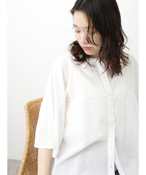 Samansa Mos2 blue（サマンサモスモスブルー）の「袖フレアブラウス（シャツ/ブラウス・レディース・オレンジ/オフホワイト/チャコールグレー・F）」の17枚目の写真