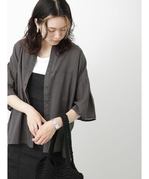 Samansa Mos2 blue（サマンサモスモスブルー）の「袖フレアブラウス（シャツ/ブラウス・レディース・オレンジ/オフホワイト/チャコールグレー・F）」の22枚目の写真