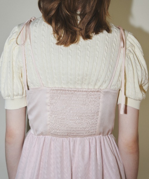 MIRO AMURETTE（ミロアミュレット）の「long tulle cami onepiece/ロングチュールキャミワンピース（ワンピース・レディース・ピンク/ブラック・MEDIUM/SMALL）」の5枚目の写真