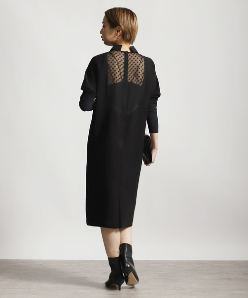 VERMEIL par iena(ヴェルメイユパーイエナ)の「【Room no.8 BLACK/ルームエイトブラック】B/DOT LACE DOLMAN DRESS(ワンピース・レディース・ブラック・SMALL/X-SMALL)」の1枚目の写真