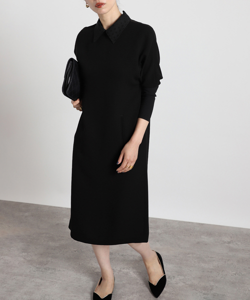 VERMEIL par iena(ヴェルメイユパーイエナ)の「【Room no.8 BLACK/ルームエイトブラック】B/DOT LACE DOLMAN DRESS(ワンピース・レディース・ブラック・SMALL/X-SMALL)」の2枚目の写真