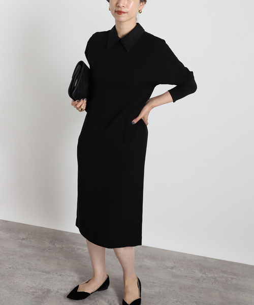 VERMEIL par iena(ヴェルメイユパーイエナ)の「【Room no.8 BLACK/ルームエイトブラック】B/DOT LACE DOLMAN DRESS(ワンピース・レディース・ブラック・SMALL/X-SMALL)」の3枚目の写真