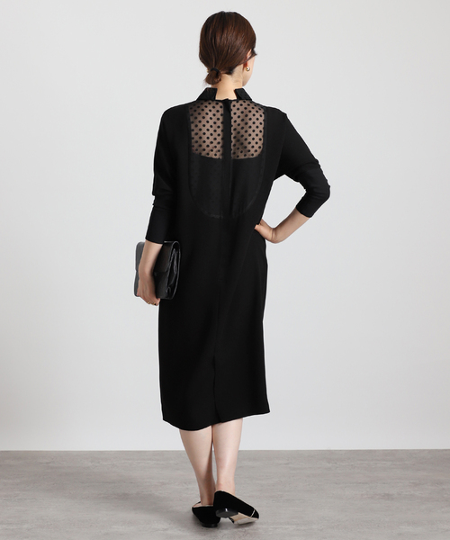 VERMEIL par iena(ヴェルメイユパーイエナ)の「【Room no.8 BLACK/ルームエイトブラック】B/DOT LACE DOLMAN DRESS(ワンピース・レディース・ブラック・SMALL/X-SMALL)」の6枚目の写真