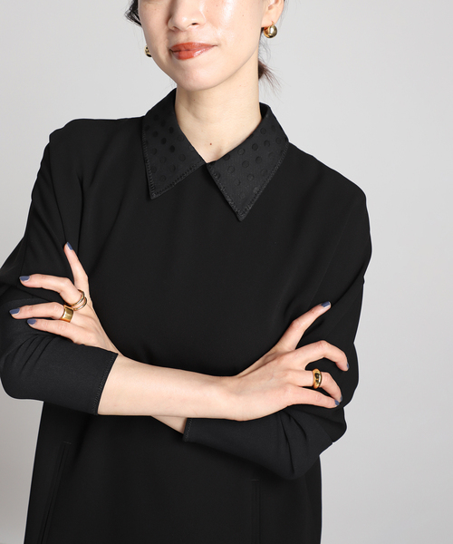 VERMEIL par iena(ヴェルメイユパーイエナ)の「【Room no.8 BLACK/ルームエイトブラック】B/DOT LACE DOLMAN DRESS(ワンピース・レディース・ブラック・SMALL/X-SMALL)」の8枚目の写真