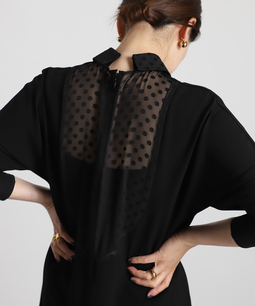 VERMEIL par iena(ヴェルメイユパーイエナ)の「【Room no.8 BLACK/ルームエイトブラック】B/DOT LACE DOLMAN DRESS(ワンピース・レディース・ブラック・SMALL/X-SMALL)」の9枚目の写真