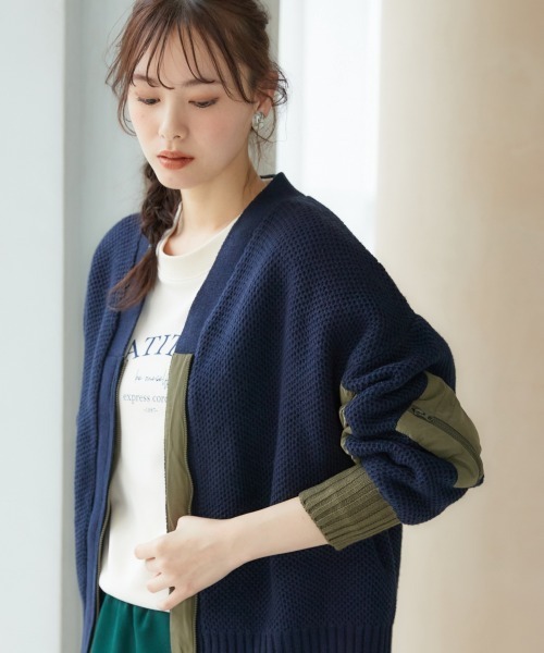 miclat(ミクラ)の「大きいサイズ MAー1コンビニットブルゾン miclat(MA-1・レディース・ブラック/ネイビー系・L/LL/3L/4L/5L)」の10枚目の写真