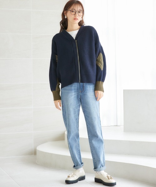 miclat(ミクラ)の「大きいサイズ MAー1コンビニットブルゾン miclat(MA-1・レディース・ブラック/ネイビー系・L/LL/3L/4L/5L)」の14枚目の写真