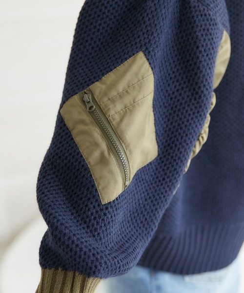 miclat(ミクラ)の「大きいサイズ MAー1コンビニットブルゾン miclat(MA-1・レディース・ブラック/ネイビー系・L/LL/3L/4L/5L)」の3枚目の写真