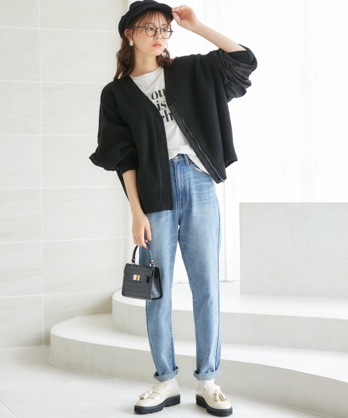 miclat(ミクラ)の「大きいサイズ MAー1コンビニットブルゾン miclat(MA-1・レディース・ブラック/ネイビー系・L/LL/3L/4L/5L)」の13枚目の写真