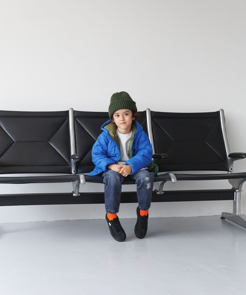 BAYFLOW（ベイフロー）の「エアサーマルフードジャケット（KIDS）（ダウンジャケット/コート・キッズ・モカ/パープル/ブラック/ブルー・110cm/120cm/130cm/140cm）」の13枚目の写真